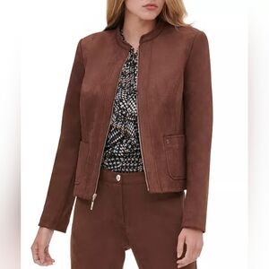 Tommy Hilfiger Brown Faux-Suede Jacket